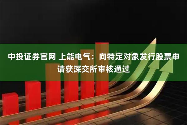 中投证券官网 上能电气：向特定对象发行股票申请获深交所审核通过